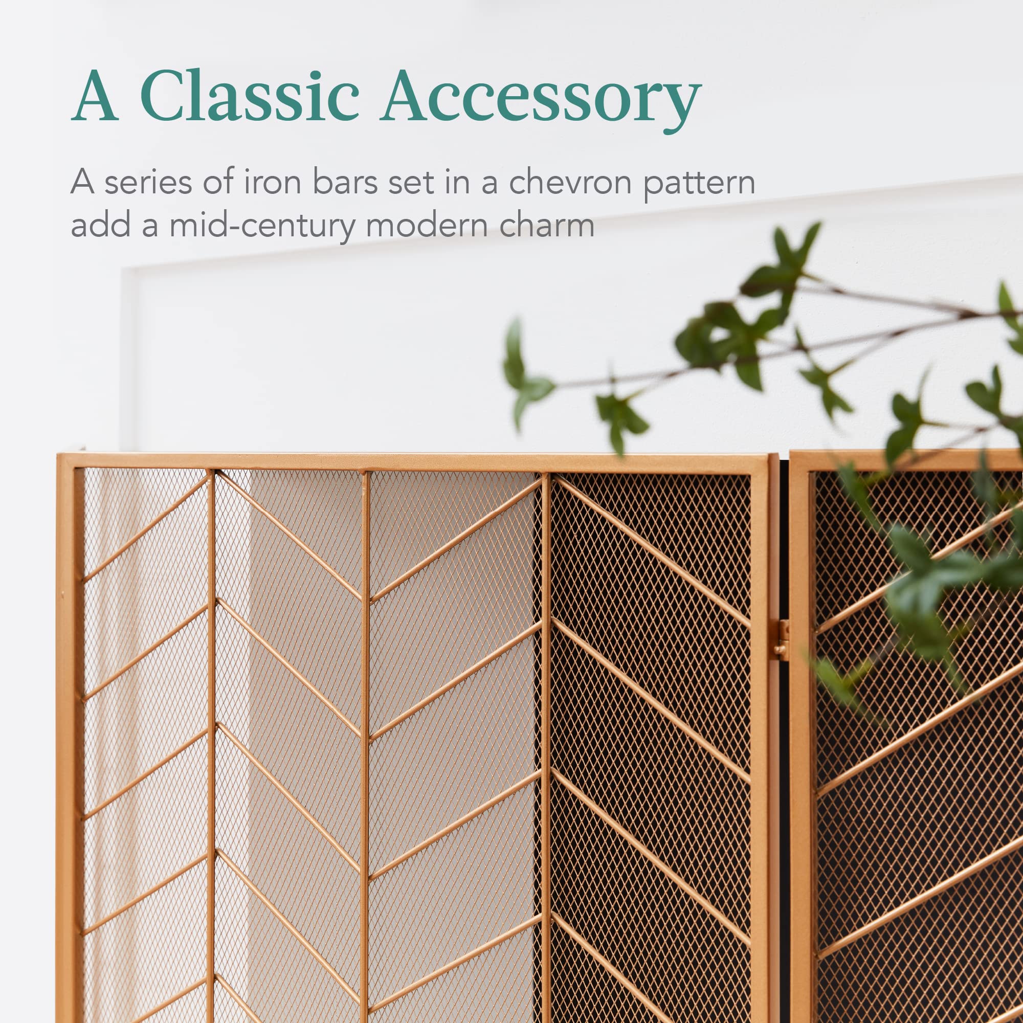 3-Panel Chevron Fireplace Screen