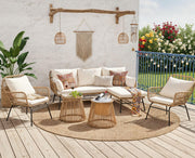 Boho L-Shaped Patio Sectional Sofa Set with Ice Bucket Table