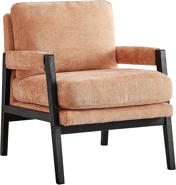 Mid-Century Modern Chenille Accent Armchair Yellow