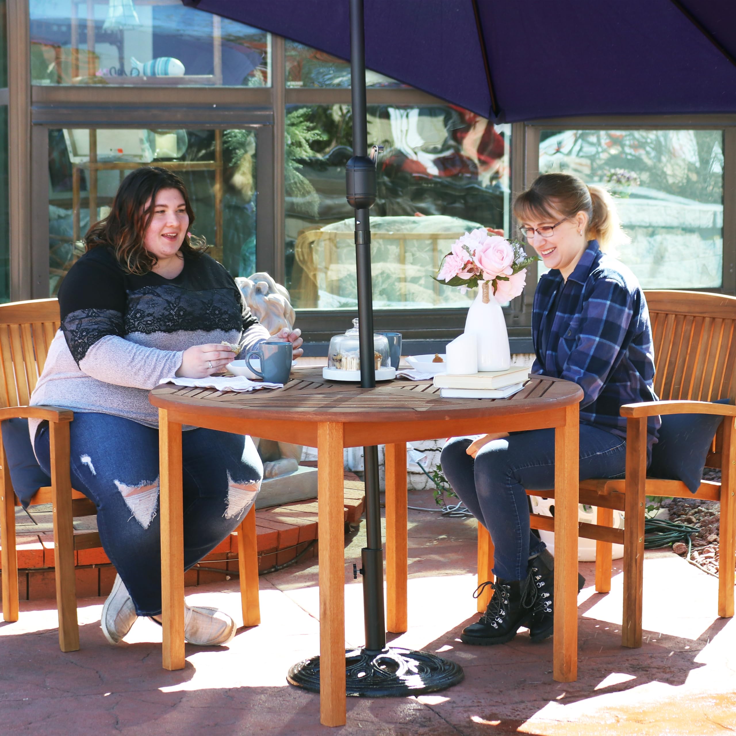 Round Outdoor Dining Table with Umbrella Hole