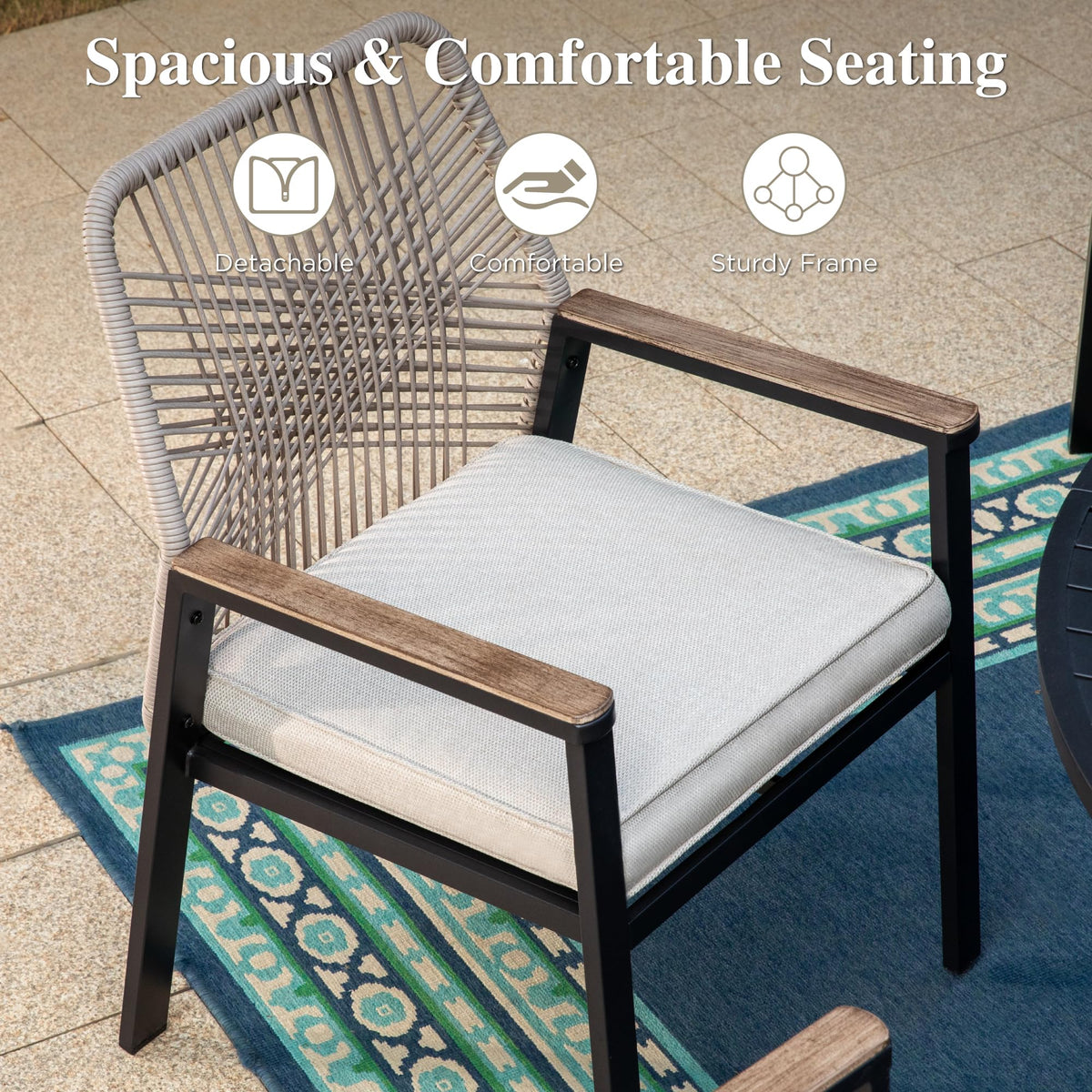 Outdoor Rattan Dining Chairs Set of 4