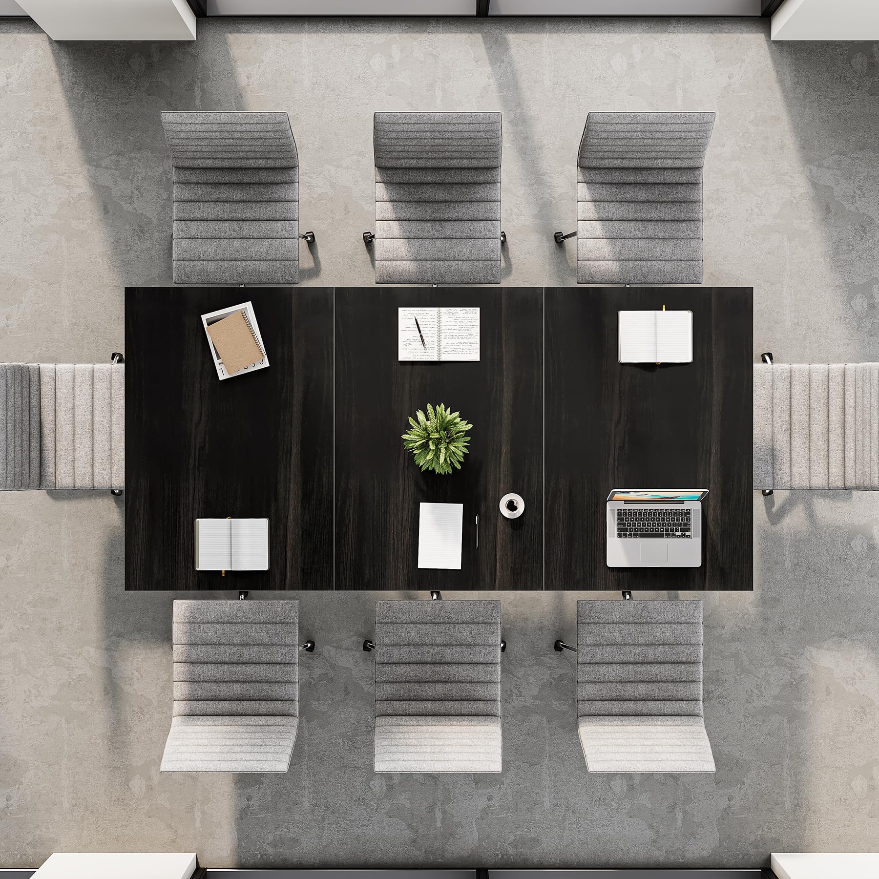 70.86-Inch Black Conference Table for 8