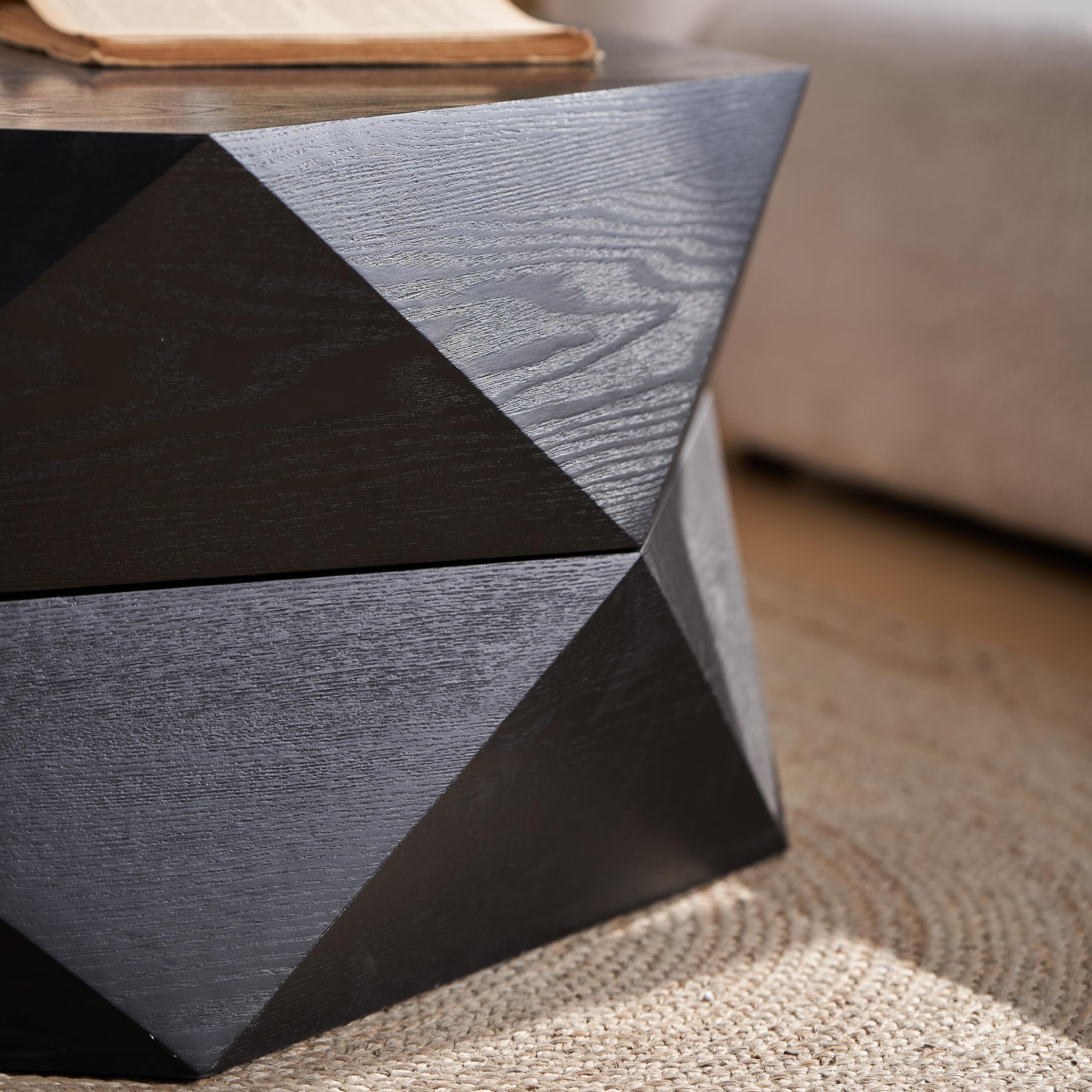 36.61" Round Drum Coffee Table with Storage