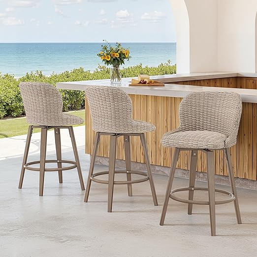 Outdoor Swivel Bar Stools Set of 4 - 27" Counter Height