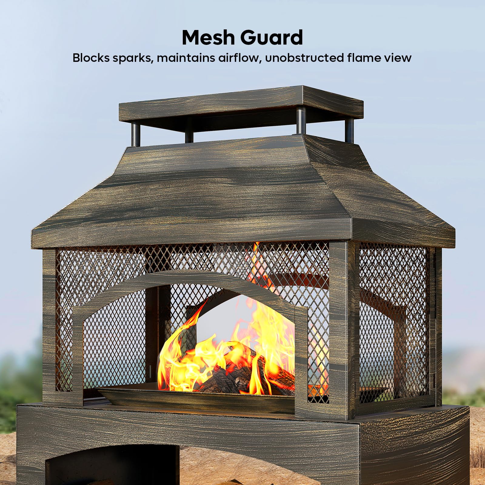 37" Wood Burning Fire Pit with Poker and Rain Cover