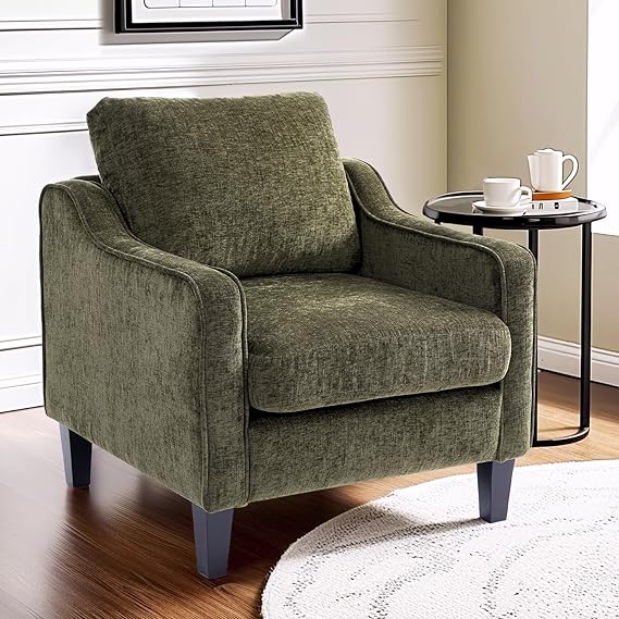 Mid-Century Modern Velvet Accent Chair Grey