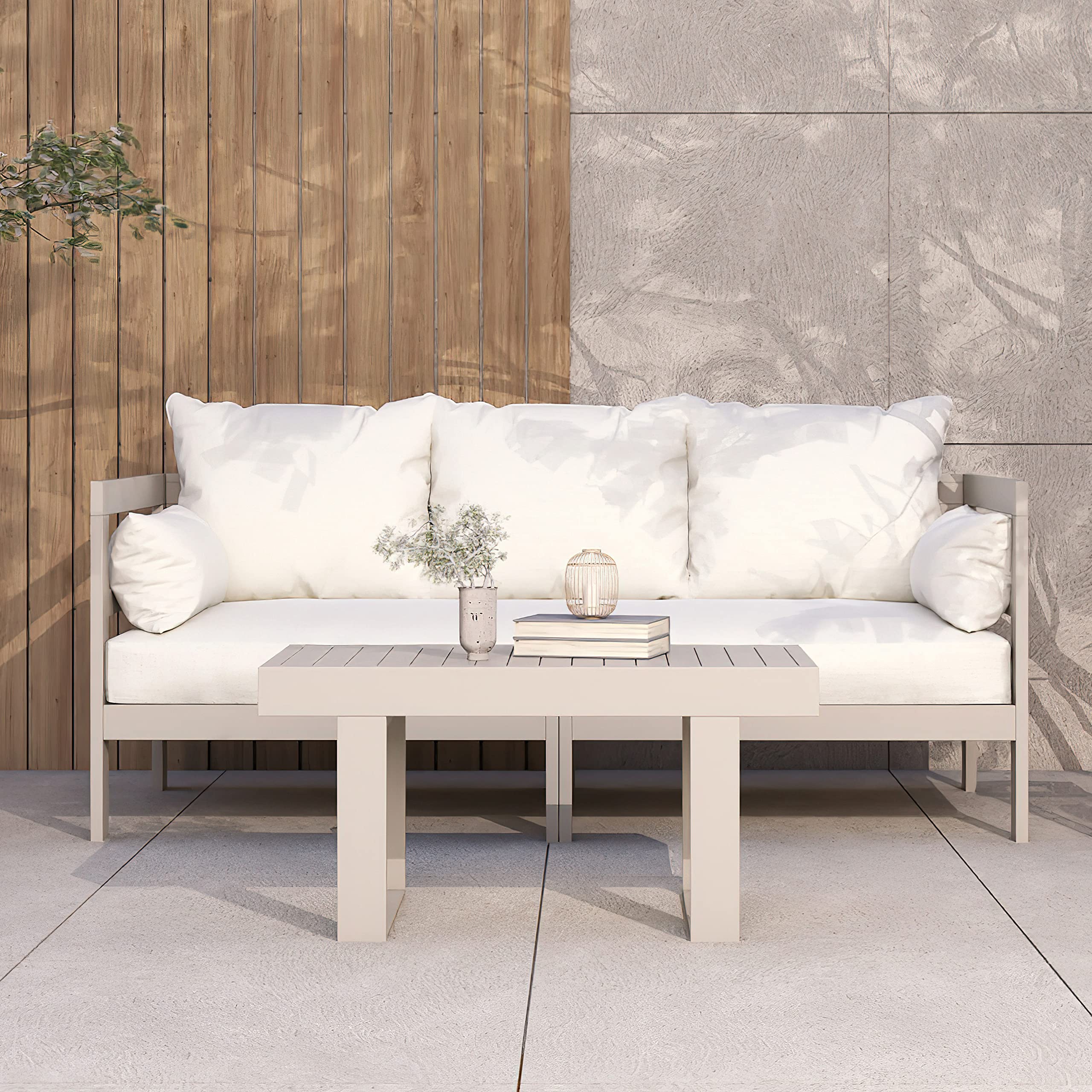 Outdoor Sofa Patio Furniture Set with Coffee Table, 74 Inch