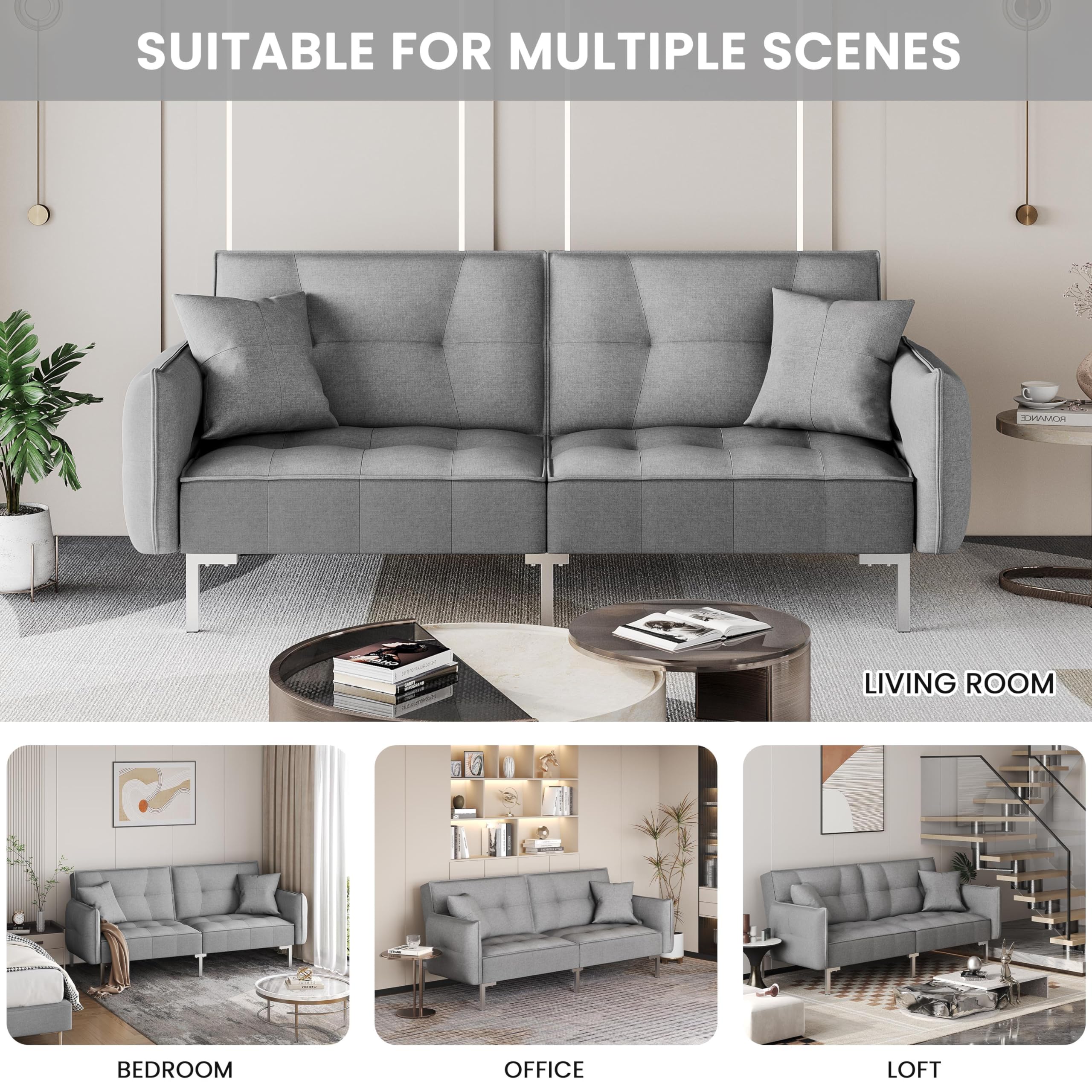 Convertible Sleeper Sofa Bed with Adjustable Backrest