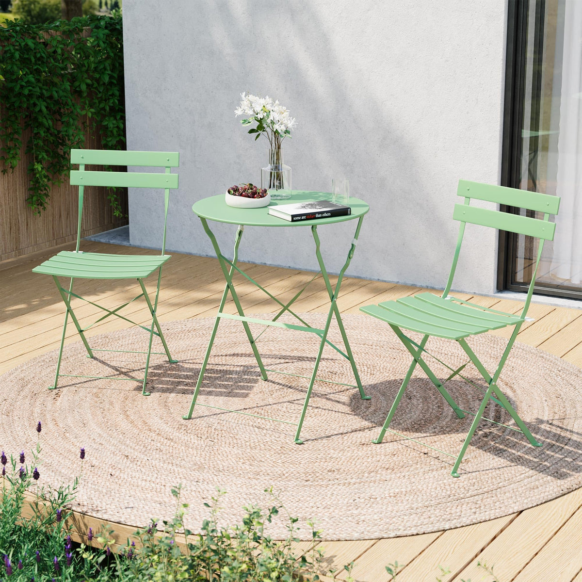 3-Piece Folding Bistro Set with 2 Chairs and Table