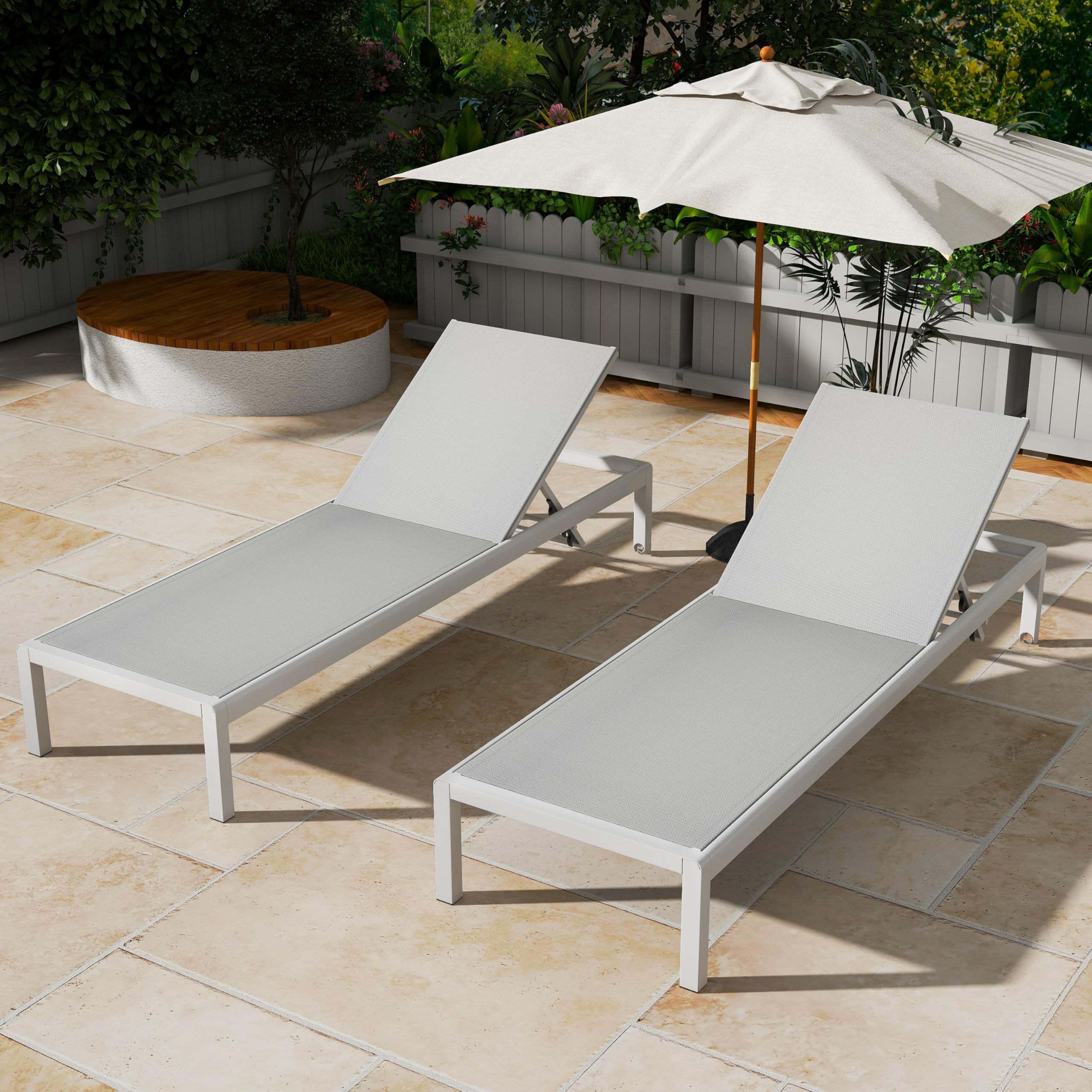 Outdoor Mesh Chaise Lounge Chairs Set of 2