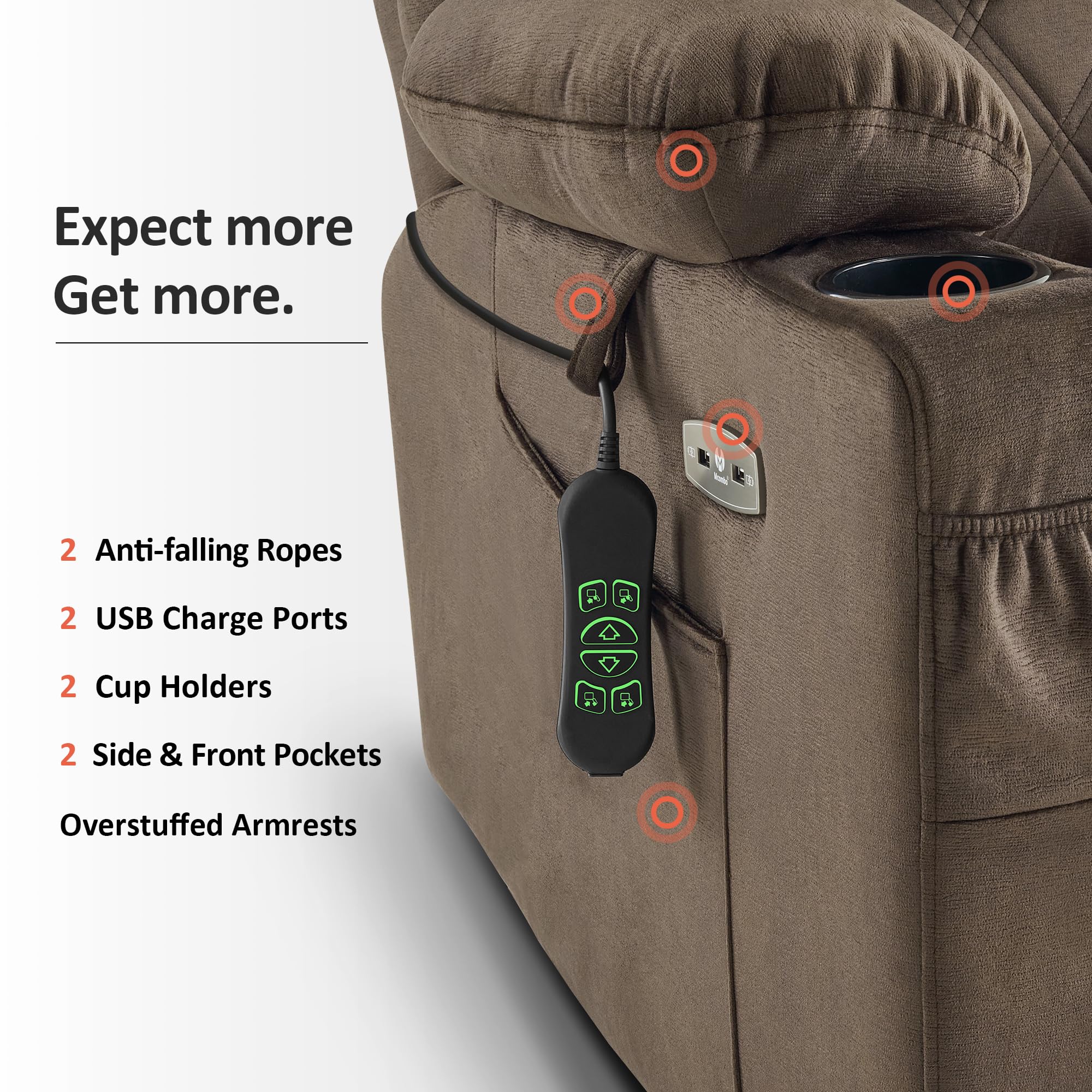 Small Triple Motor Power Lift Recliner with Massage and Heating