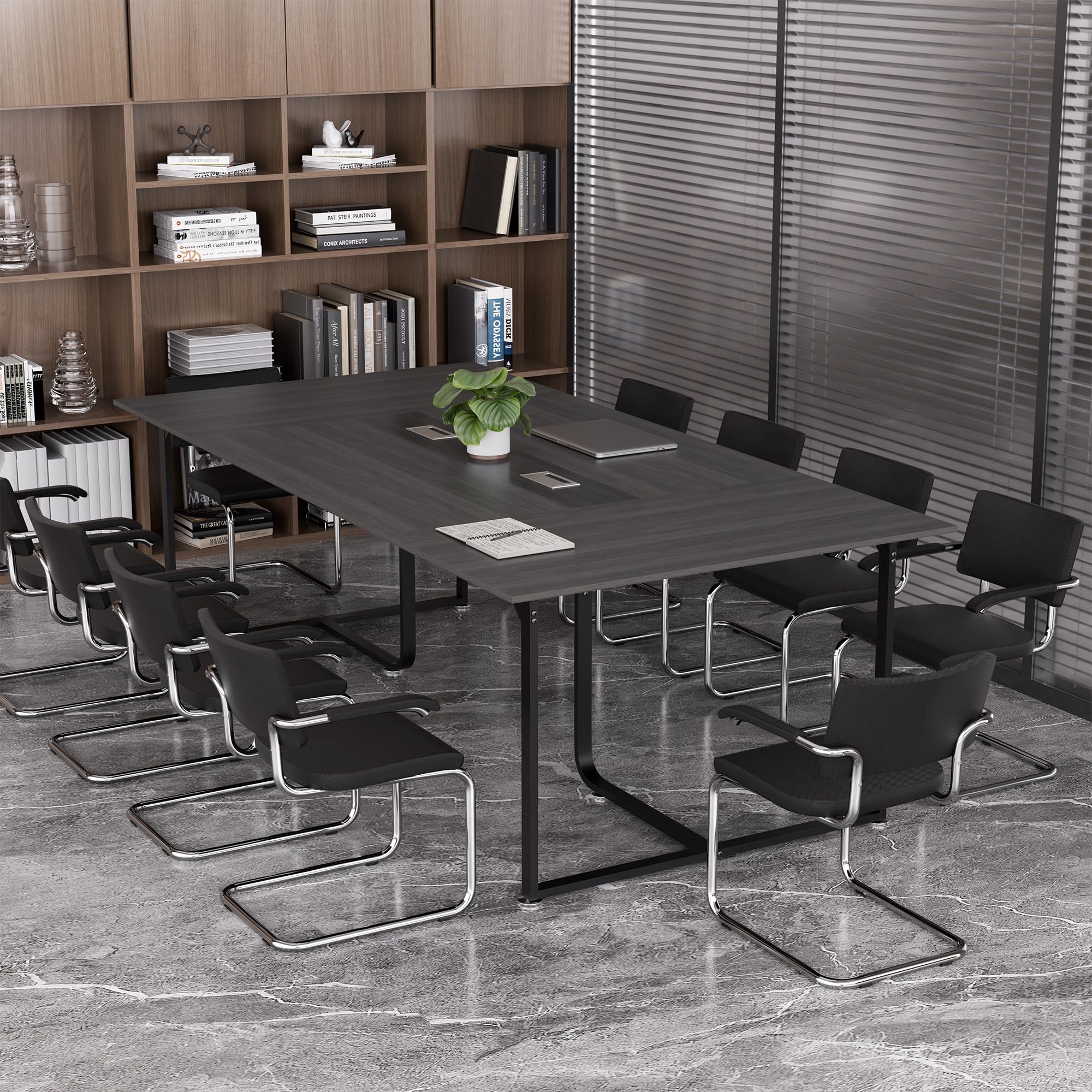8FT Conference Table with Grommet and Adjustable Foot Pads