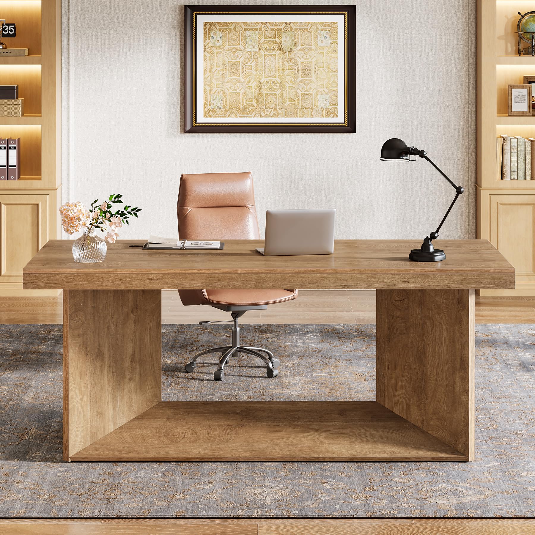 63-Inch Executive Desk with Heavy Duty Pedestal