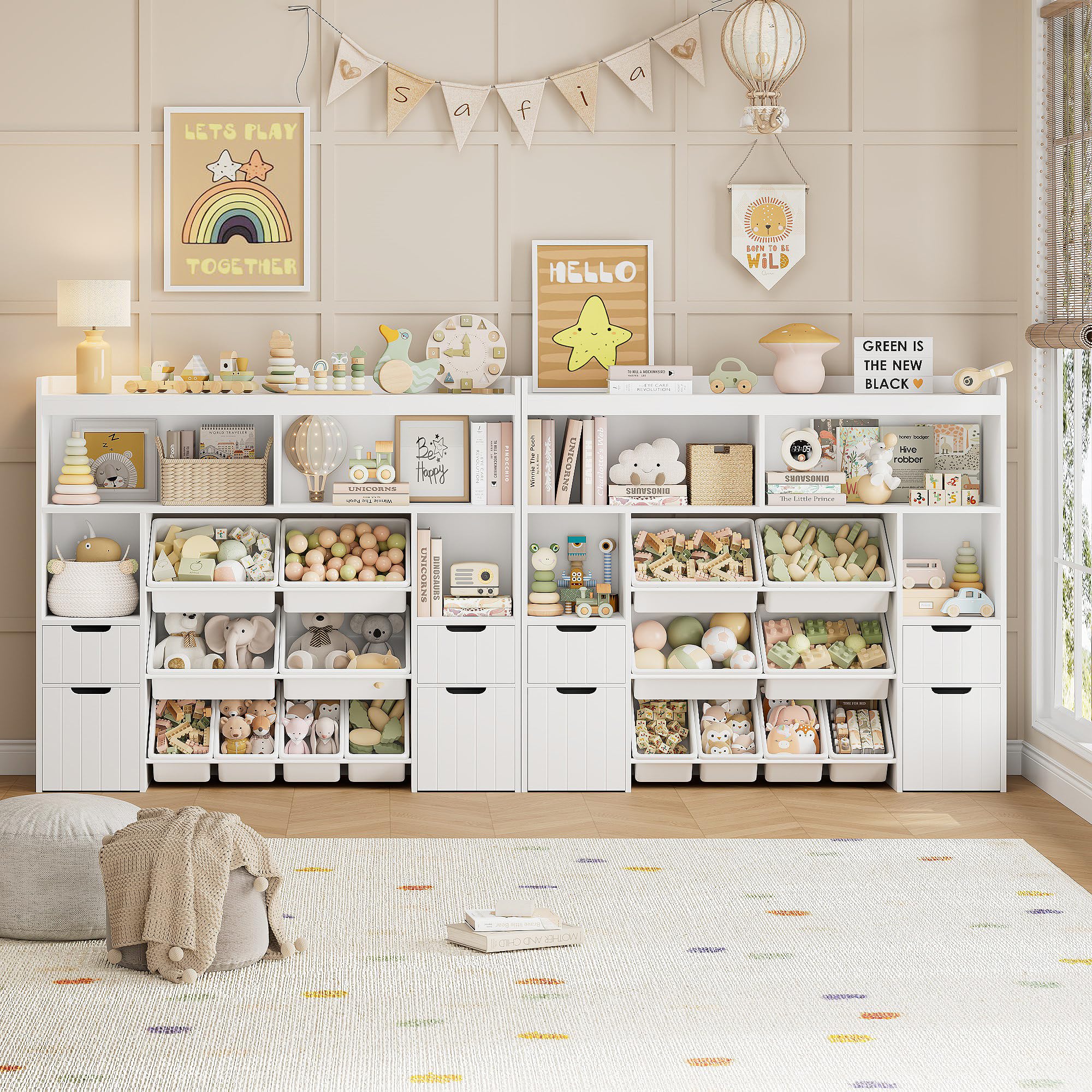 Toy Storage Organizer with Drawers and Removable Bins