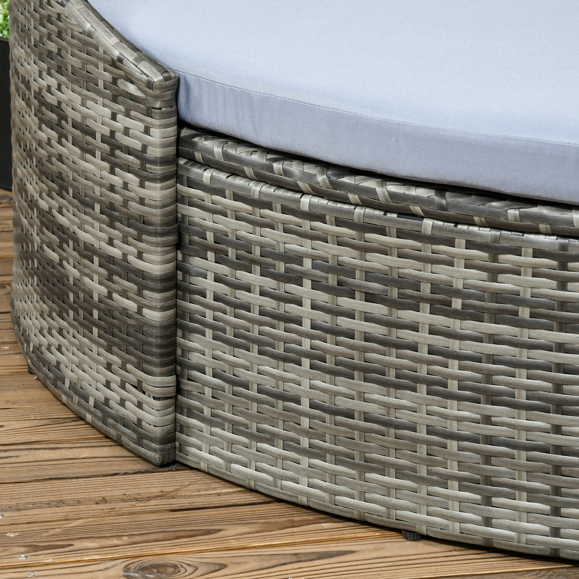 Convertible Round Rattan Daybed Set with Canopy