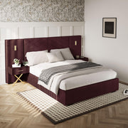 Queen Platform Bed with LED Lights and Nightstands