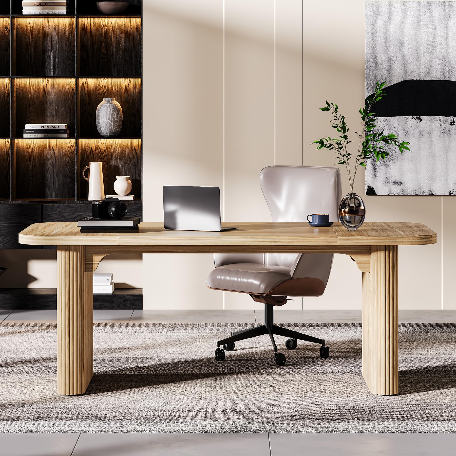 62-Inch Modern Executive Desk with Double Pedestal