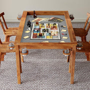 Board Game Table with Removable Top - Solid Wood Dining and Gaming Table