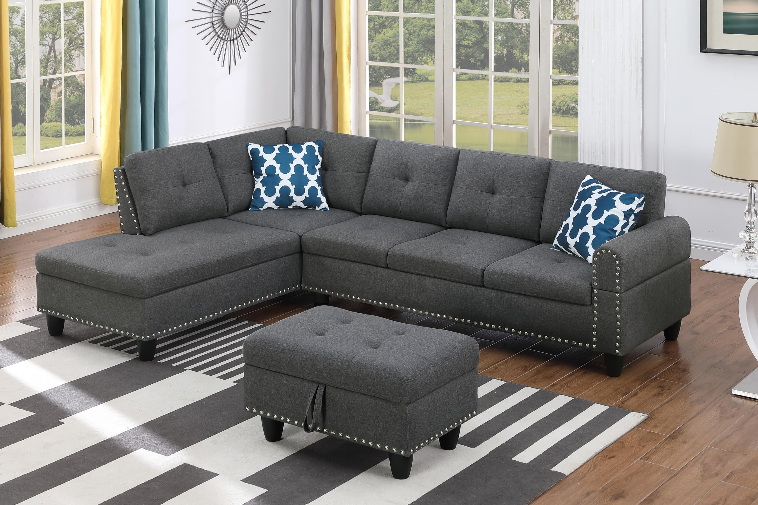 Sectional Sofa with Chaise Lounge and Ottoman
