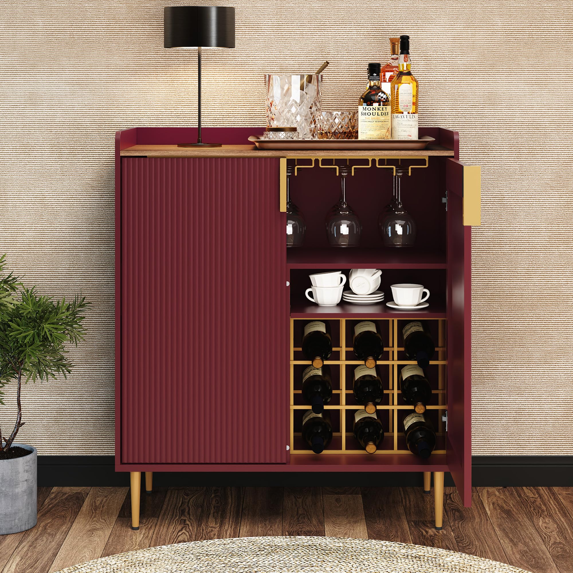 Bar Cabinet with Wine Racks and Storage