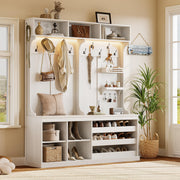 70" Hall Tree with Bench and Adjustable Shoe Storage