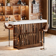 63" Counter Height Bar Table with Storage Shelves