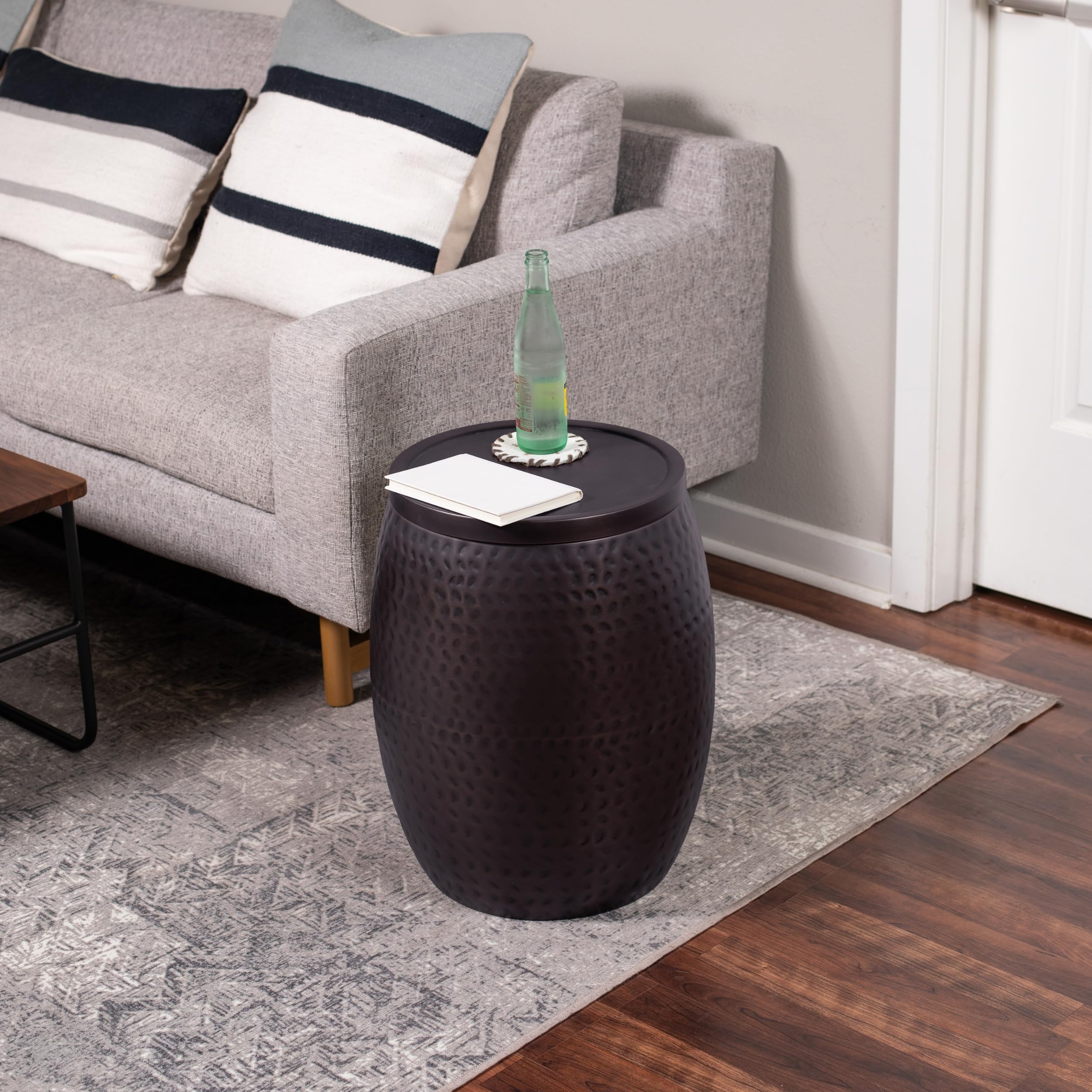Iron Storage Side Table with Removable Lid