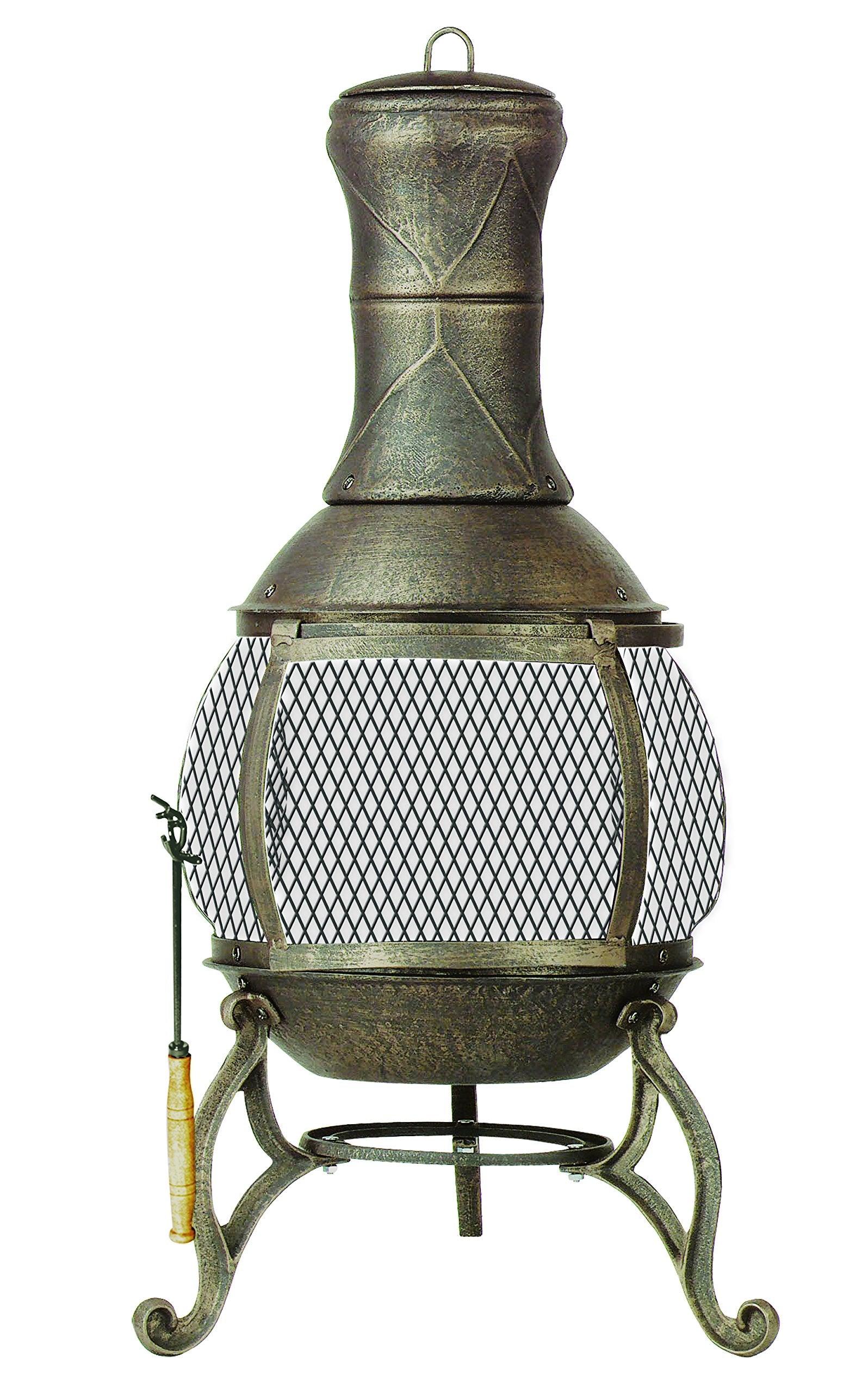 Outdoor Steel Chimenea Fireplace Bronze 36 Inch