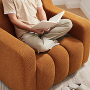 VANOMi Oversized Accent Chair, Modern Living Room Chairs, Comfy Boucle Fabric Upholstered Armchair for Bedroom, Office, Waiting Room (Curry)