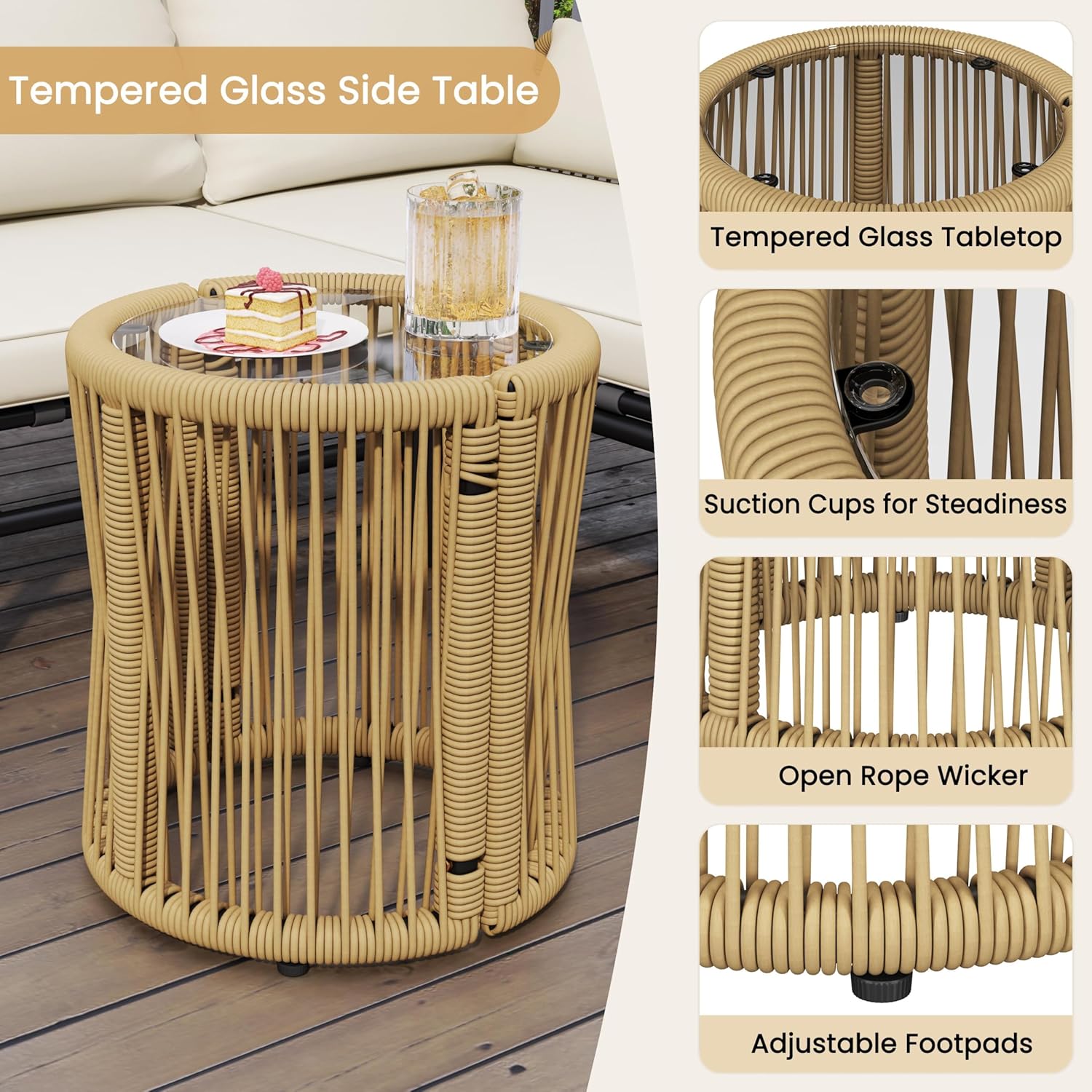 3-Piece L-Shaped Outdoor Patio Conversation Set