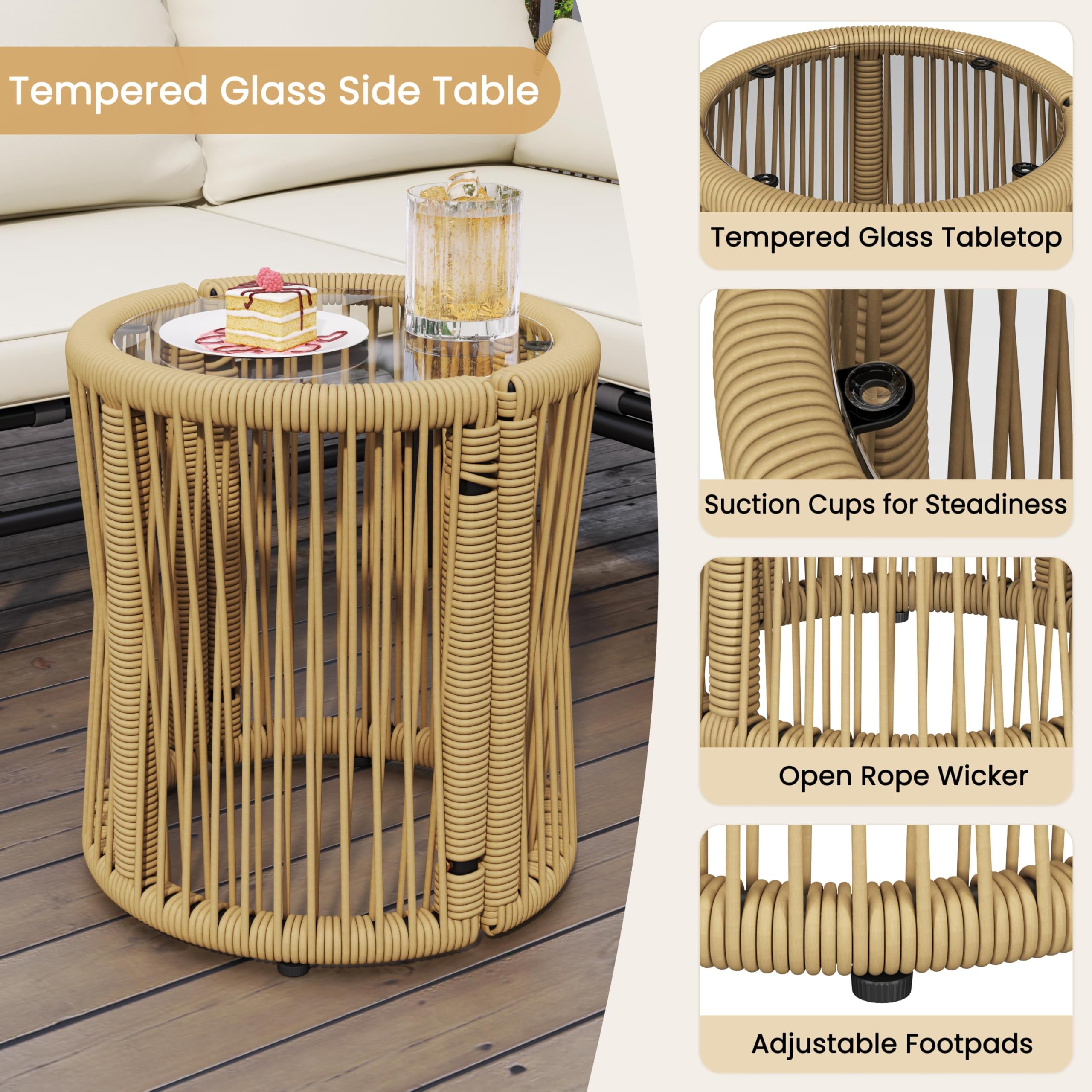 3-Piece L-Shaped Outdoor Patio Conversation Set
