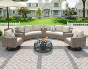 9-Piece Curved Wicker Patio Sectional with Swivel Rocking Chairs