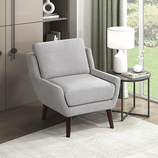 Orange Chenille Wingback Accent Chair