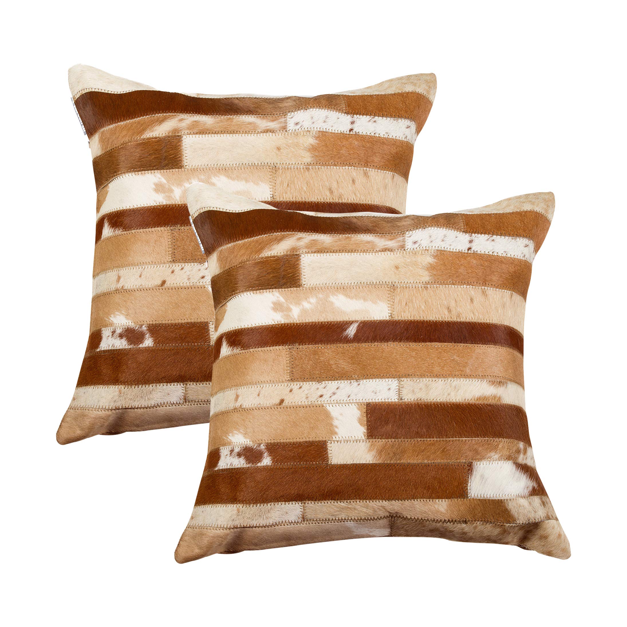 Cowhide Throw Pillows Set of 2 - 18x18 Inch