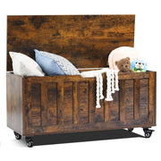 Storage Bench with Wheels and Safety Hinges