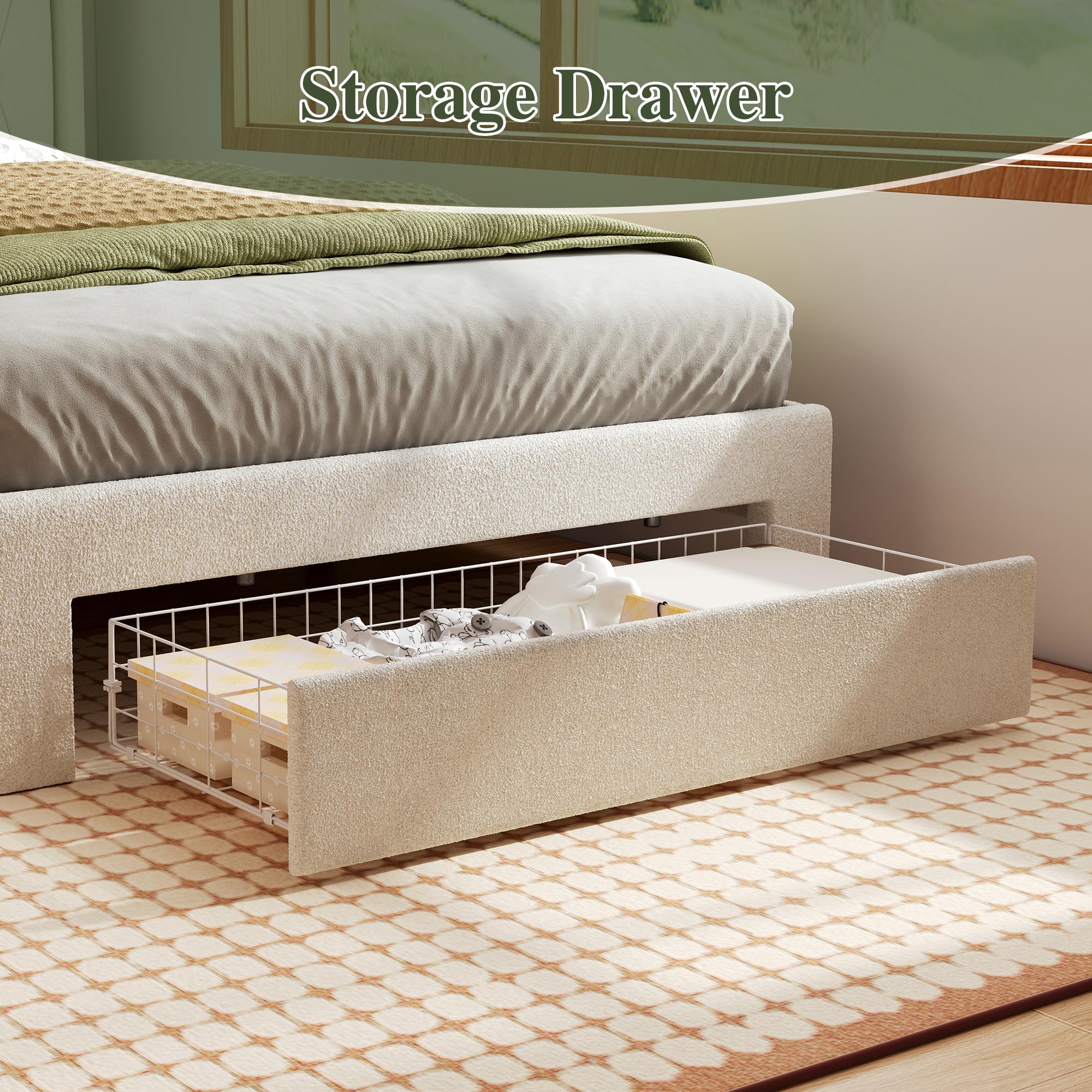 Twin Upholstered Platform Bed with LED Lights