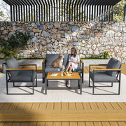 4-Piece Outdoor Patio Conversation Set with Coffee Table
