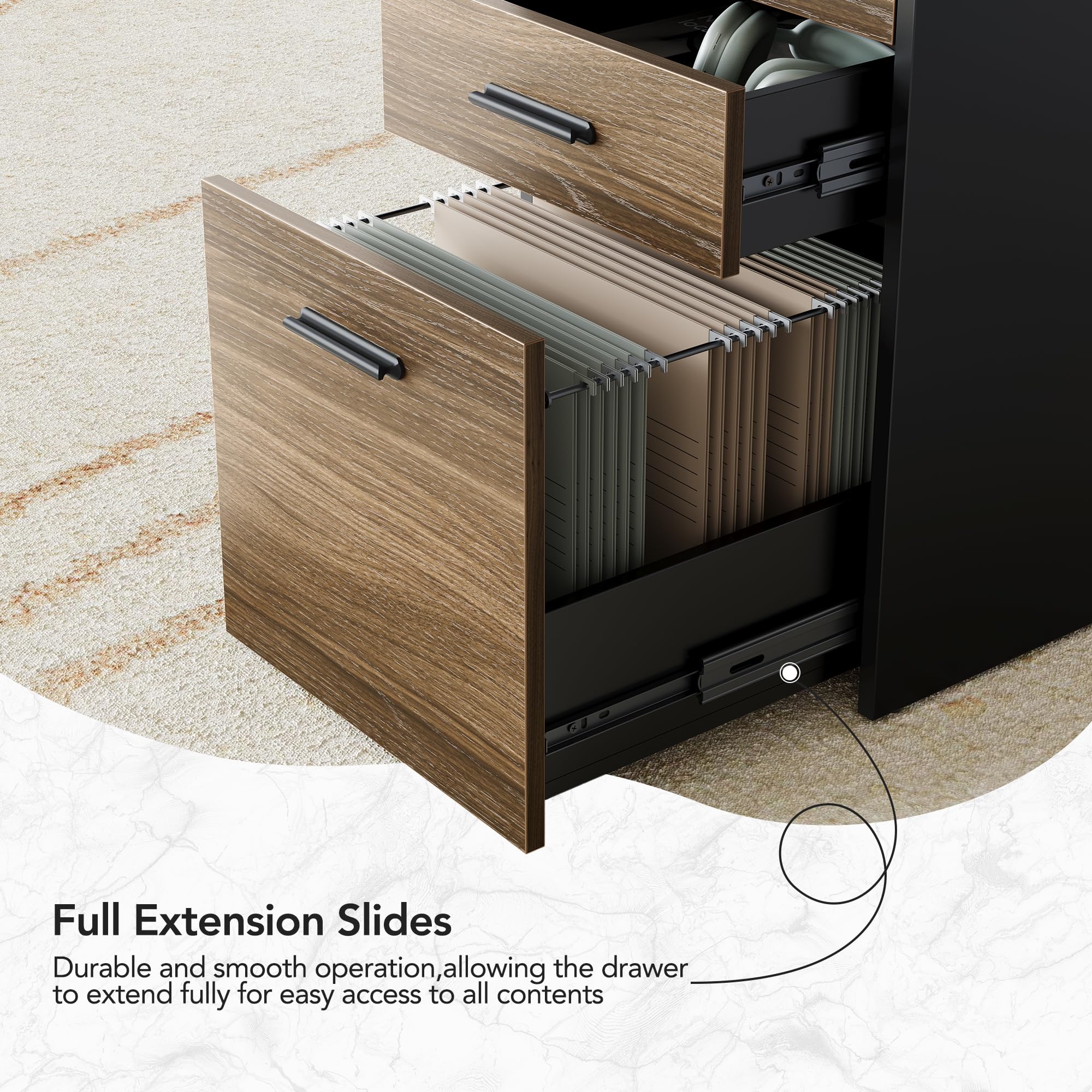 3 Drawer File Cabinet Black Walnut
