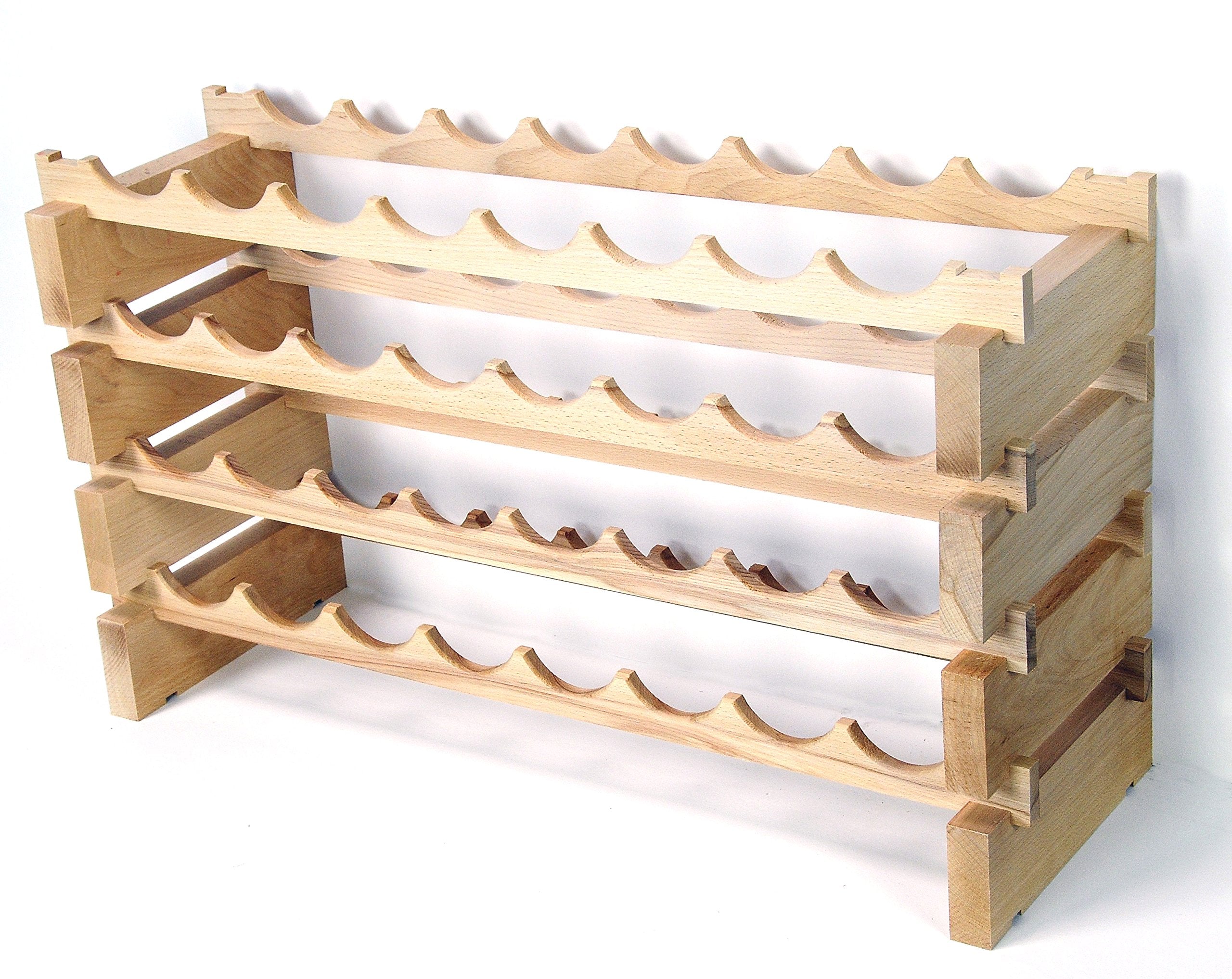 Modular Wine Rack Beechwood 32 Bottle Capacity