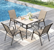5 Piece Outdoor Dining Set with Stackable Chairs