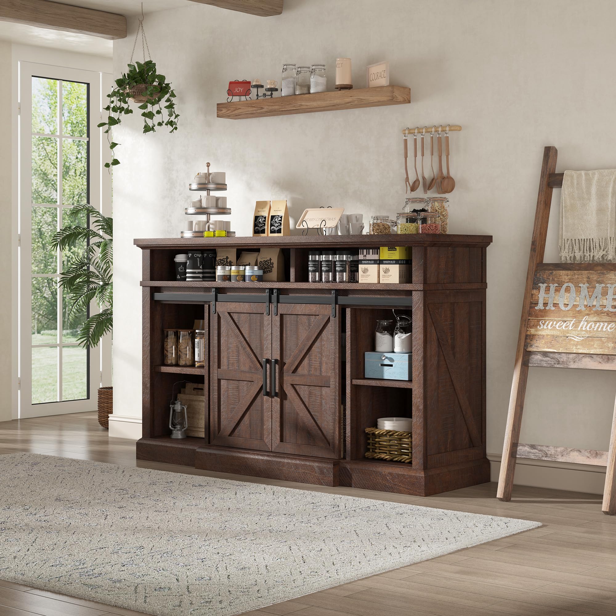 66" Farmhouse TV Stand with Sliding Barn Door
