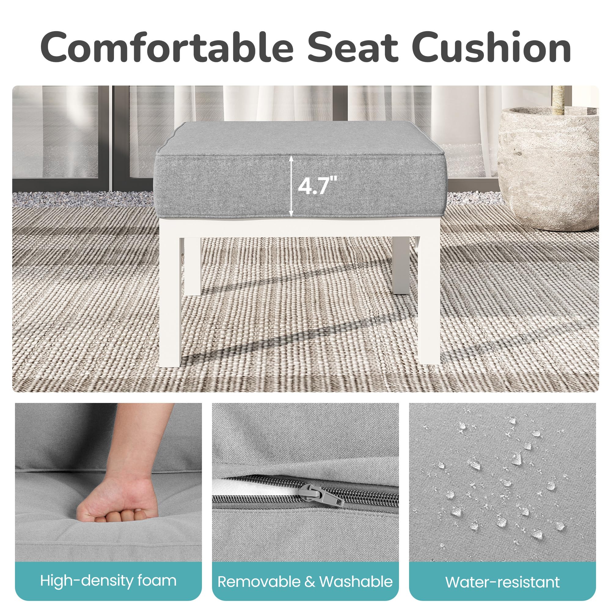 Outdoor Patio Ottoman Set of 2 with Cushions