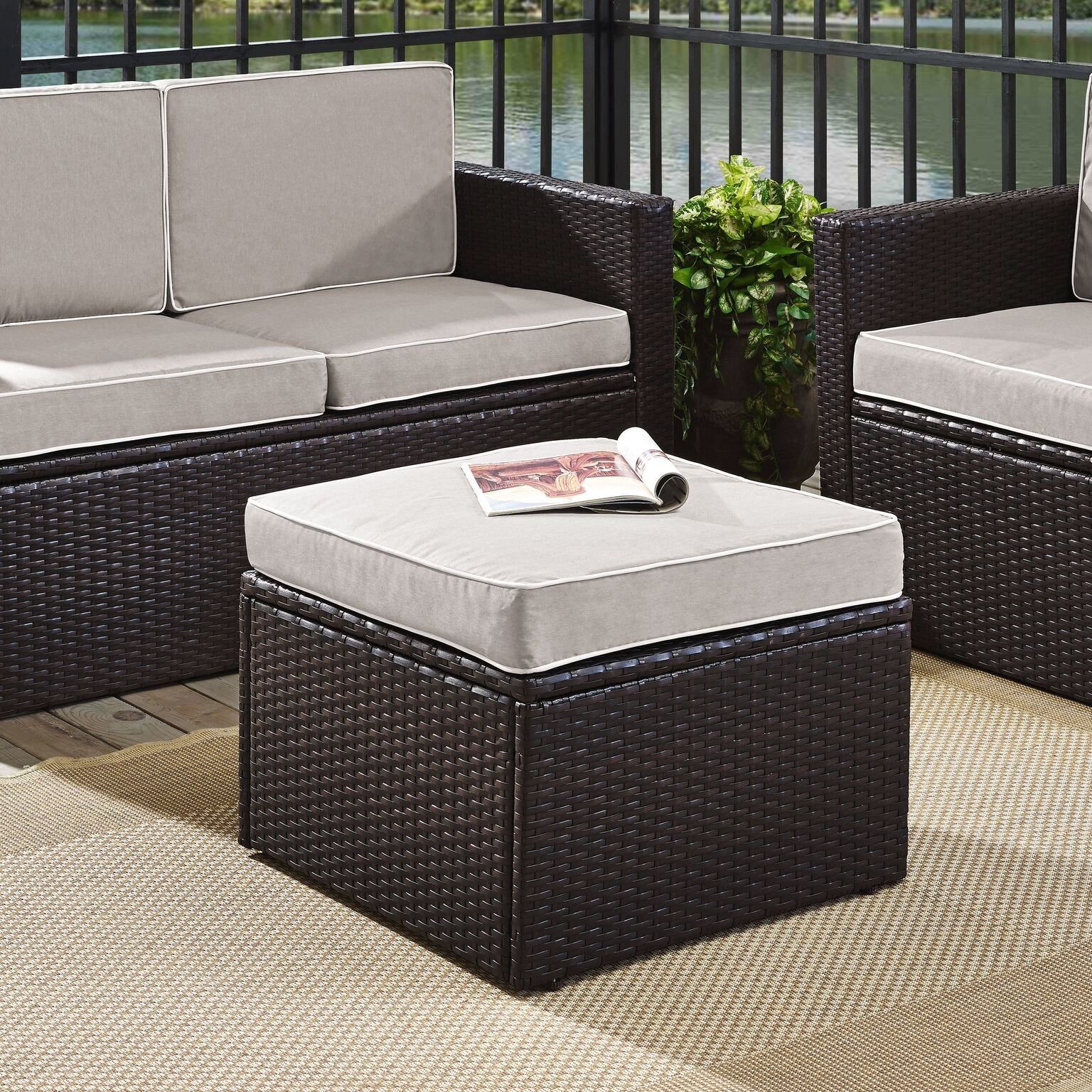 All-Weather Wicker Outdoor Ottoman