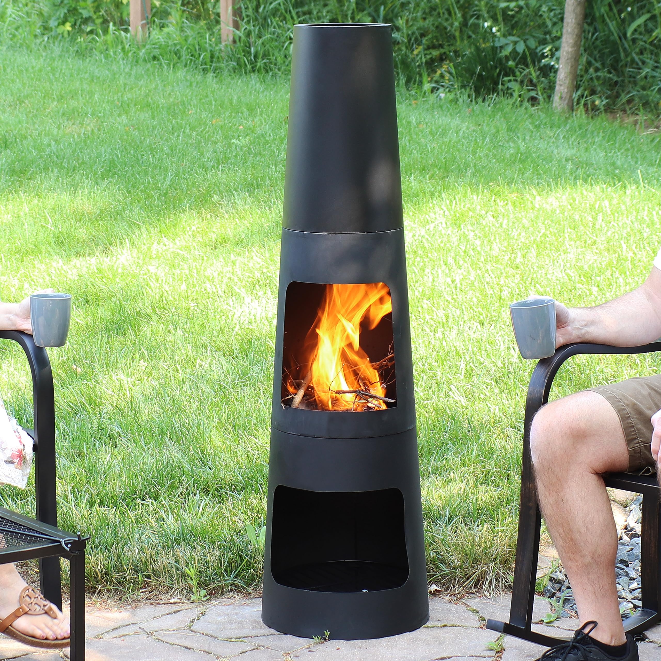 Chiminea Outdoor Fireplace with Poker and Cover