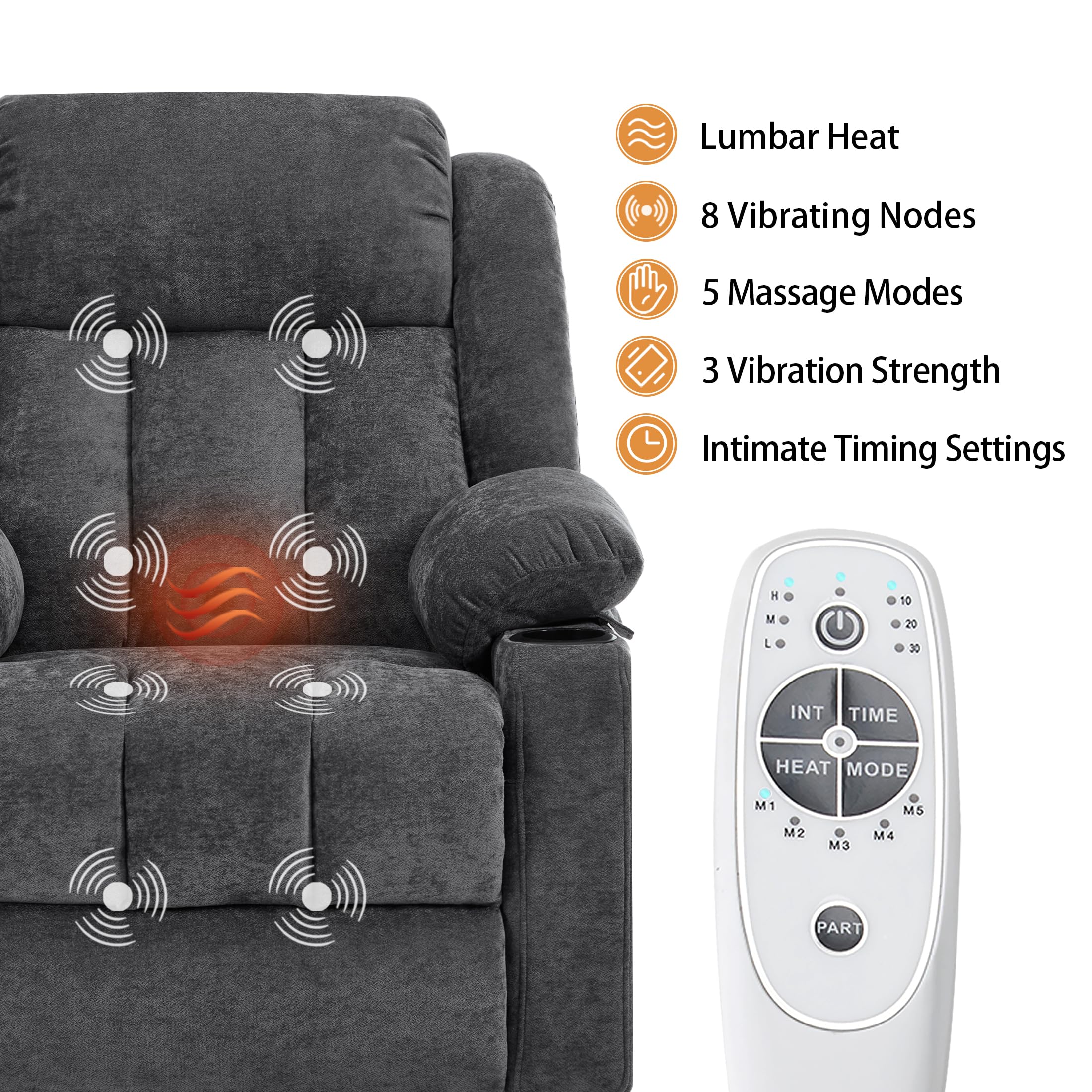 Power Lift Recliner Chair with Massage and Heat