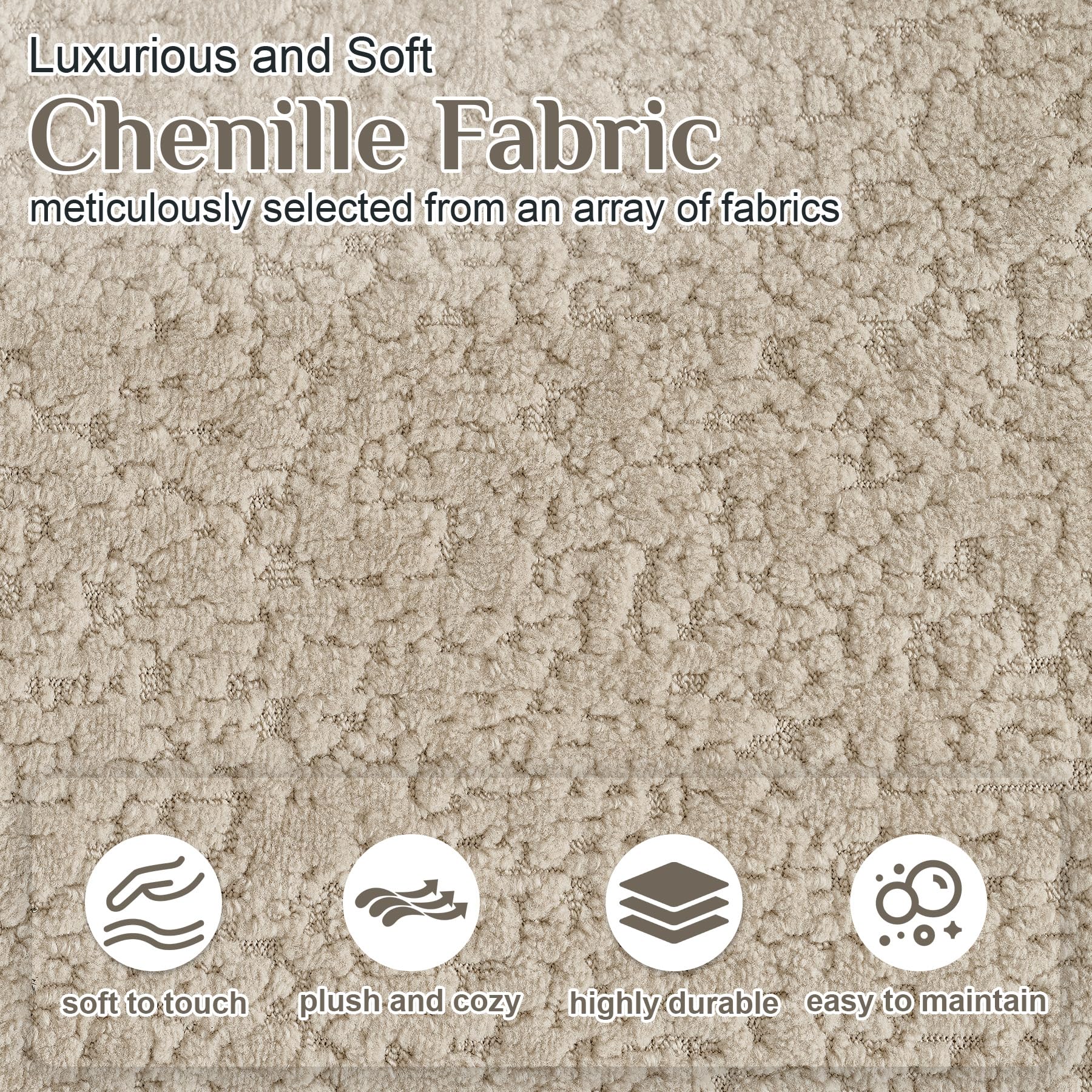 Chenille Curved Cloud Sofa 3-Seater with Pillows