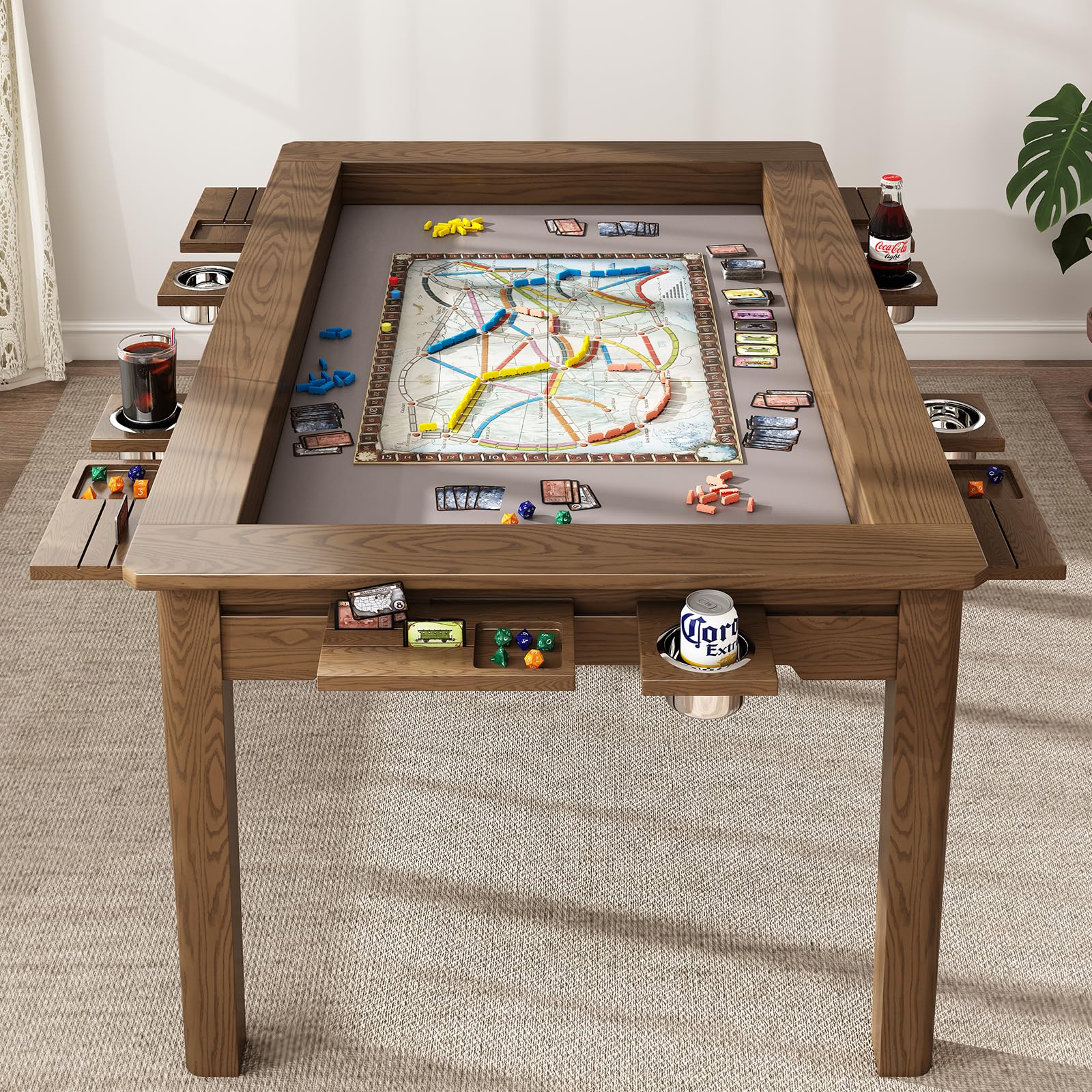 6-Player Board Game Table with Removable Top