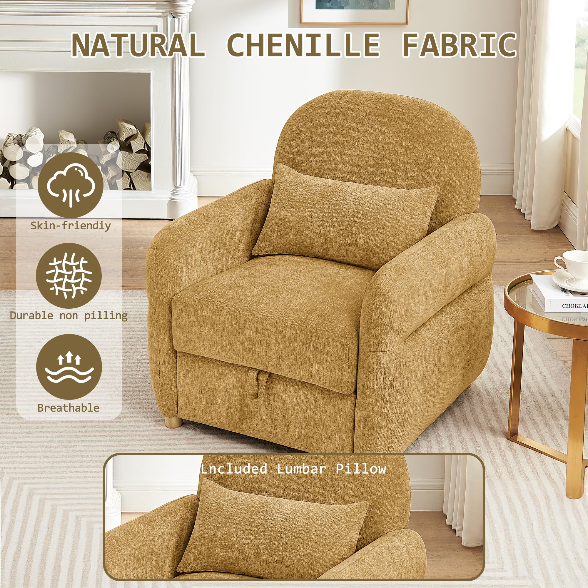 Accent Chair with Storage Ginger Yellow 33.5"
