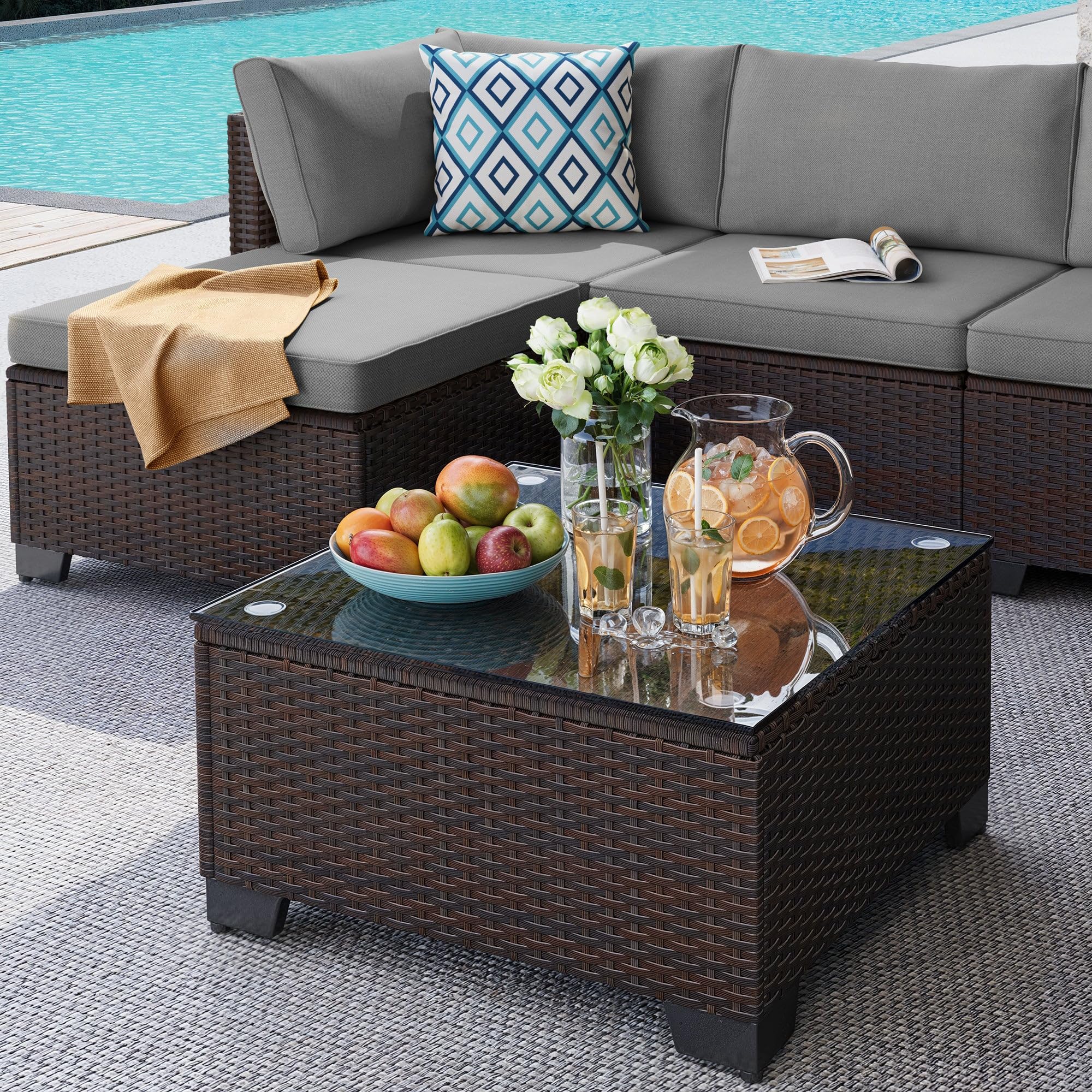 7-Piece Outdoor Patio Furniture Set with Waterproof Cushions