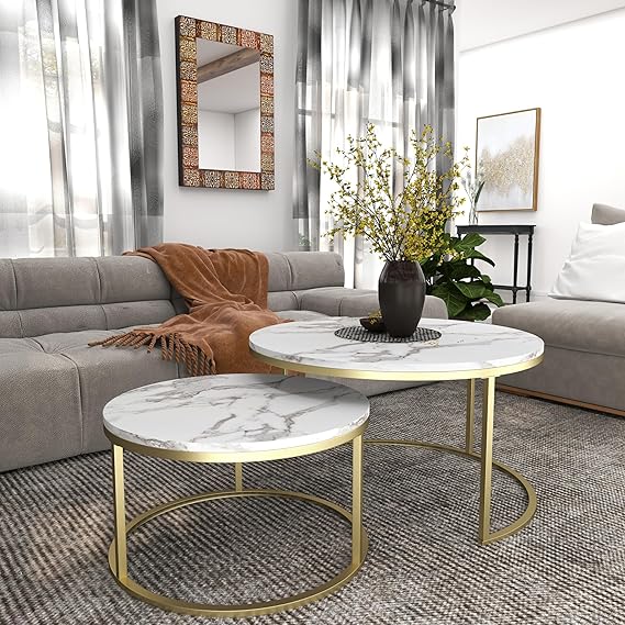 Round Nesting Coffee Table Set of 2